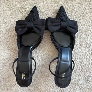 Zara Women's Black Bow Detail Shoes